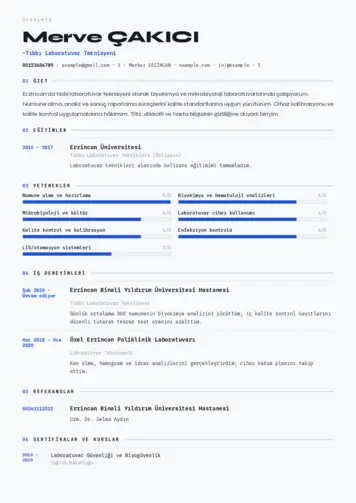 Laboratuvar Teknisyeni Cv Örnekleri cv indir